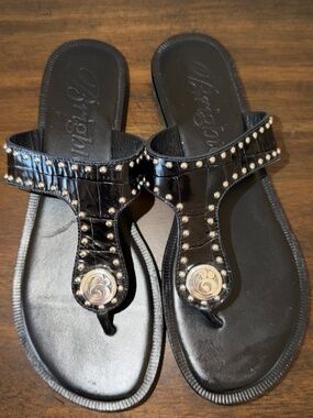 Brighton ALFA Studded Sandals/Slides - 7.5 M - Black - EUC